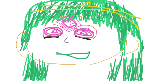红瞳黄色发饰美少女，眉心有粉色宝石
